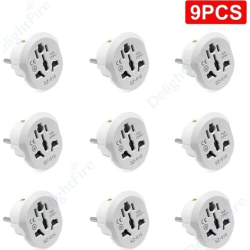 EU Plug Adapter Universal AU US UK CN To EU Wall Socket EU Converter 2 Round Socket AC 16A 250V Travel Adapter High Quality CE