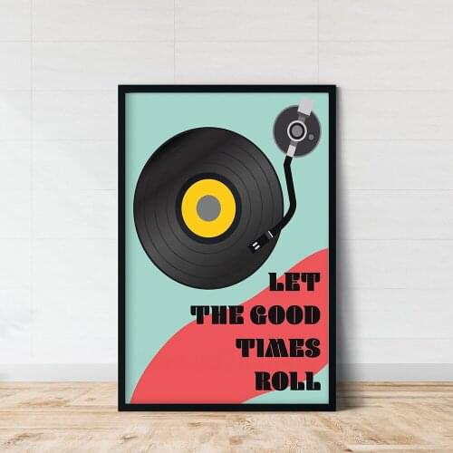 Vintage Vinyl Records Canvas Painting Nordic Poster Print Let the Good Times Roll Quote Wall Art Pictures Living Room Home Decor