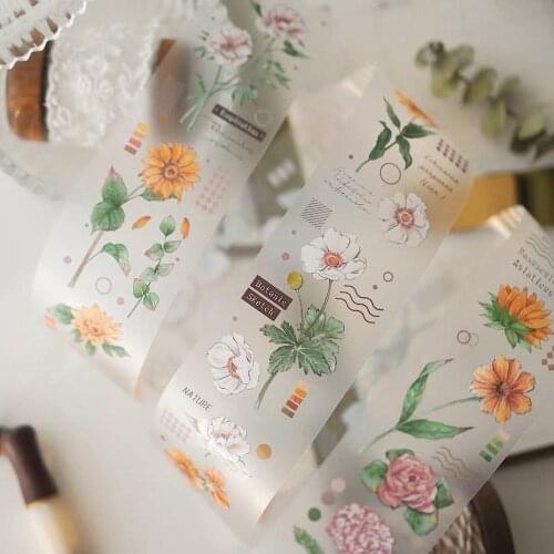 Vintage Flower PET Tapes for Card Making Bullet Journal DIY Scrapbooking Label Stickers