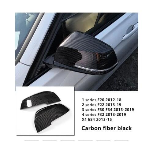 2pcs Carbon Fiber Color Car Door Rearview Mirror Decorative Frame Cover Trim For BMW 1/2/3/4 Series 3GT X1 F30 F34 E84 f32 F20