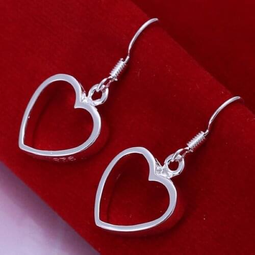 Women lady wedding top quality fashion silver color cute nice charms heart party Earring Jewelry free shipping E047
