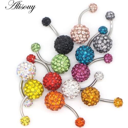 1 PCS Crystal Rhinestone Woman Navel Belly Button Ring Piercing Surgical Steel Real Belly Piercing Navel Rings Bar Body Jewelry