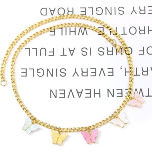 Harajuku Choker Neck Womens Necklace Chain Necklace Stainless Steel Butterfly Necklace On Neck Jewelry Gifts For The New Year