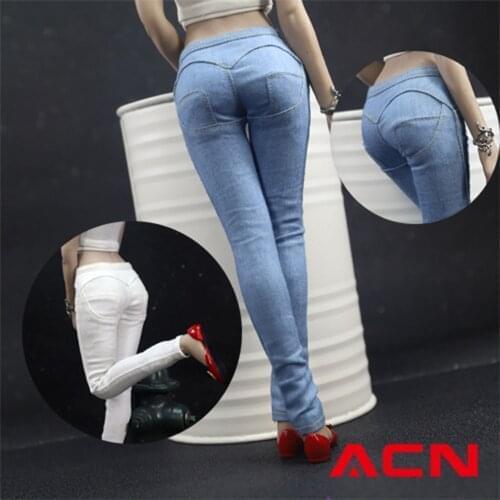 1/6 Soldier ACN003 Trendy womens hip pants denim pants casual pants womens tight denim pants in stock for 12'' Body