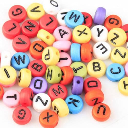 150PCs Spacer Alphabet Carved Round Colorful Resin Beads With Letters For Jewelry Making Bracelet DIY Accessories For Needlework