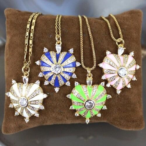 18inch 10pcs/lot New design cz/enamel necklace,colorful heart shape enamel component,popular plated chain necklace wholesale