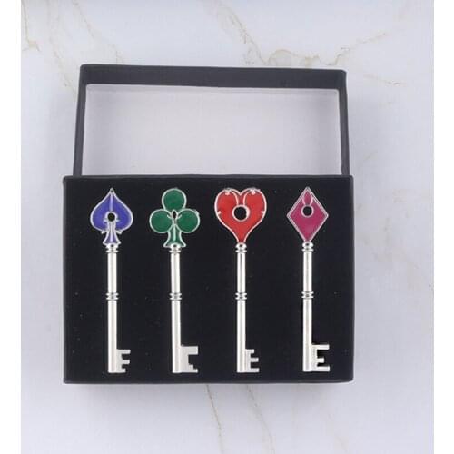 4 Pcs Game Residents Evils Keychain Set RPD Square Plum Heart Key Police Playing Cards Badge Pendants Game Cosplay Keyring for M