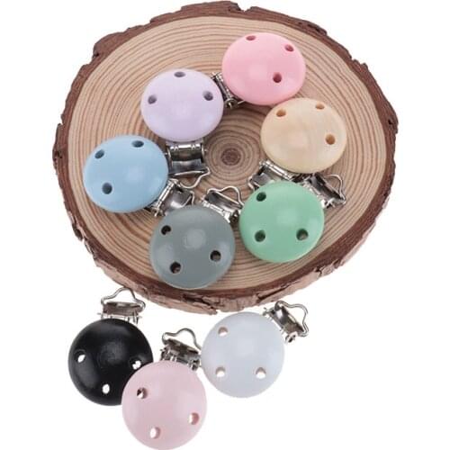 50pcs Baby Pacifier Clips Wood Metal 29mm Infant Soother Clasps Nipple Holder Baby Goods Teething Beads Clips