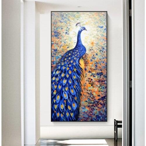 Abstract Animals Oil Painting Wall Art Posters and Prints on Canvas Beautiful Peacock Pictures for Living Room Decor No Frame