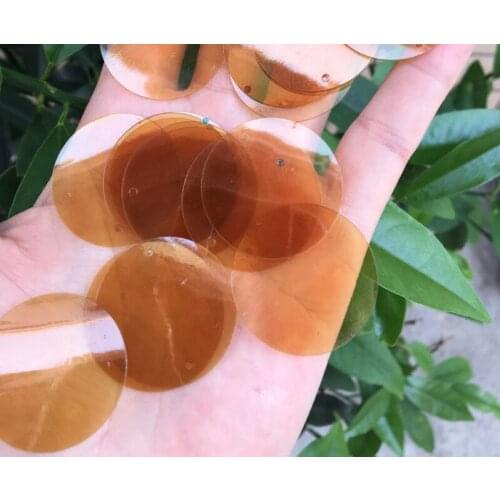 Sewing supplies DIY accessories 30mm circular side hole transparent brown hanging piece PVC Sequin coffee color bead piece