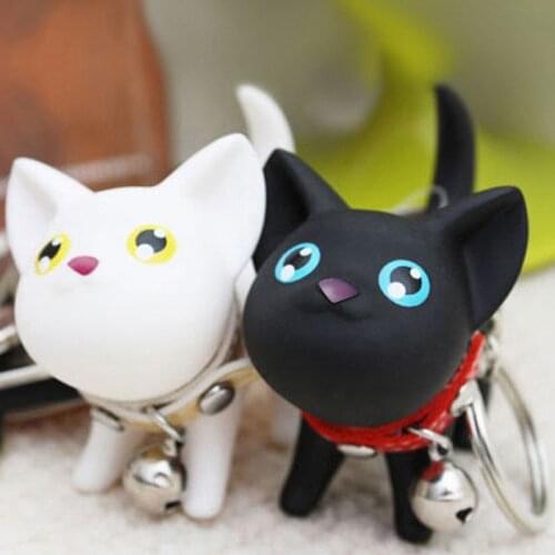 Cartoon Cat Shape Keychain Women Keyring Car Trinket Couple Key Chains Ring Kids Toy Charms Pendant Decoration