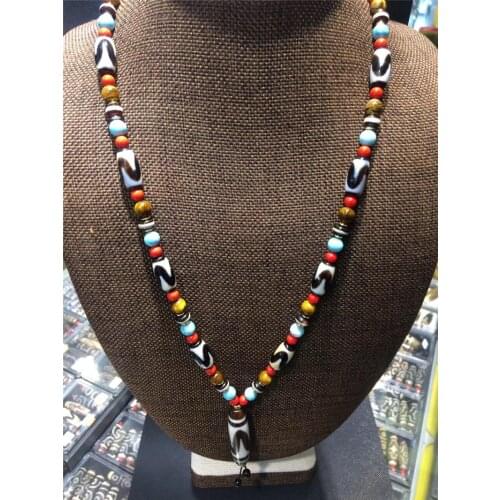 190419-2 Dzi Beads Necklace Natural Agate Tiger tooth Dzi Ji Beads Powerful Amulet Collectible dzi Beads Free Shipping
