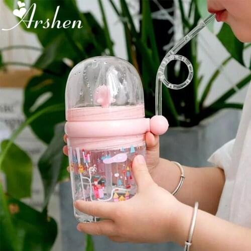 Arshen Creative 260ml Kids Whale Water Spray Drinking Cup Cartoon Feeding Bottles With Straws Portable Children Cups Drinkware