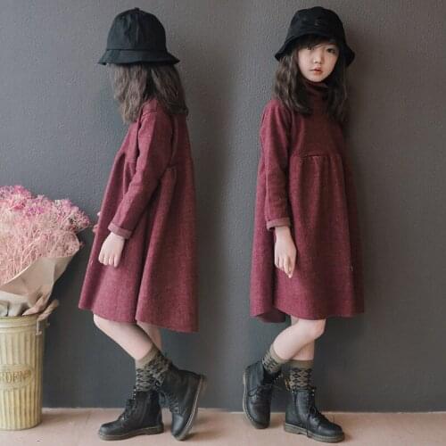 Children girls long sleeve turtleneck autumn winter asymmetrical loose dress children girls fashion casual dresses clothes