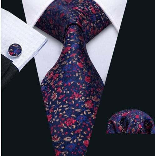 LS-5008 2018 New Arrival Mens Tie 100% Silk Jacquard Woven Wedding Blue Tie For Men Business Barry.Wang Dropshipping NeckTie Set