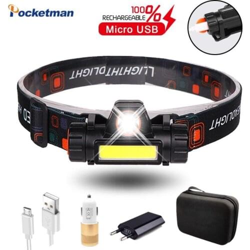 80000Lumens Headlight USB Rechargeable Headlamp COB LED Head Light Hat Clip Head Lamp USB Head Light with Built-in Battery
