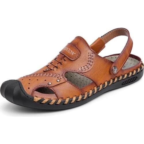 HUANYUE Men's Leather Sandals