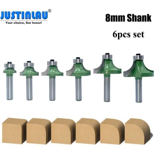 JUSTINLAU 1pcs 8mm Corner Round Over Router Bit with Bearing Milling Cutter for Wood Woodworking Tool Tungsten Carbide Tools