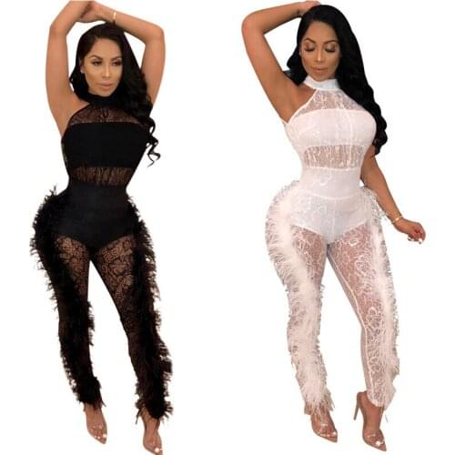 Jumpsuit Women Wholesale Sexy Mesh Bodycon Stretch Solid Fashion Night Club Outfits Streetwear Bodysuits Dropshipping Summer