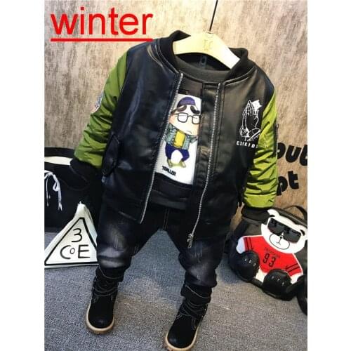 Baby Boys Clothing Sets Kids Tracksuits Sport Suit boys Plush jacket + plush sweater +plush jeans 3pcs suit winter Children Sets