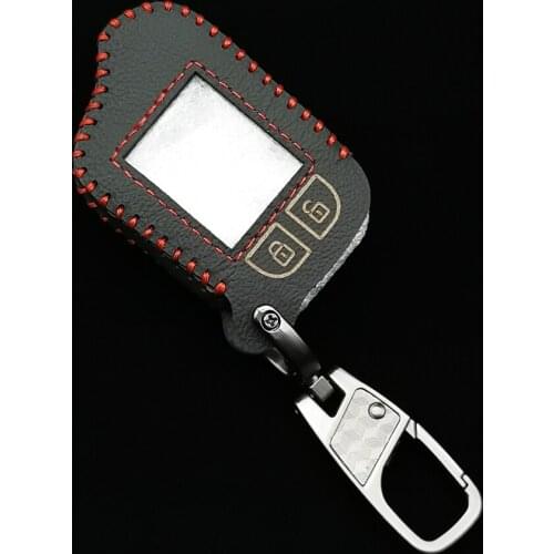 M13 M14 100% Leather Case Cover For Scher-Khan Magicar 13 14 M110as AUTO-SIGNALS Car Alarm Remote Controller LCD Keychain Cover