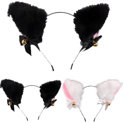 Masquerade Halloween Cat Ears Cosplay Cat Ear Party Costume Bow Tie Bell Headwear Headband Hair Accessories