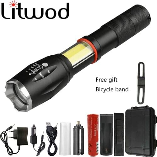 Litwod Z40 1005A Led flashlight torch 10000LM CREE XM-L2 U3 Multifunction hidden COB design flashlight tail super magnet design