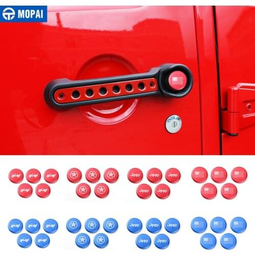 MOPAI Exterior Aluminium Alloy Door Handle Button Decoration Trim Sticker For Jeep Wrangler 2007 Up Car Styling