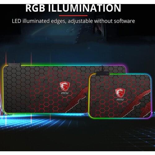 MSI DIY Custom Gaming Mouse Pad Large Anime Mousepad RGB Computer Mouse Pad Gamer Mause Pad LED Backlit Mat Keyboard Desk Mat
