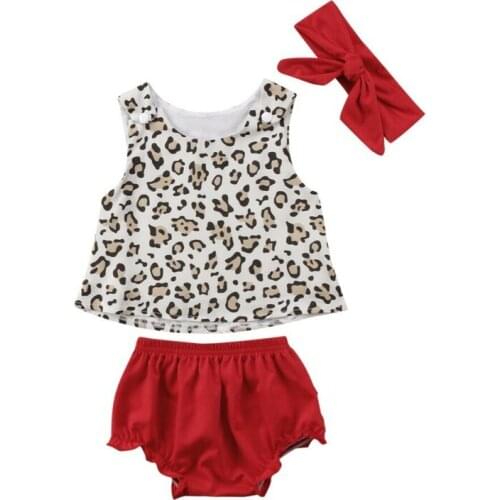Girl Clothes 2020 Newborn Baby Girls Tops Vest Leopard Skirt Tops +Short Pants 2pcs Cotton Outfits