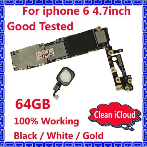 Original IOS system with chips motherboard for iphone 6 Free iCloud mainboard 64GB unlocked logic board for iphone 6,Good Tested