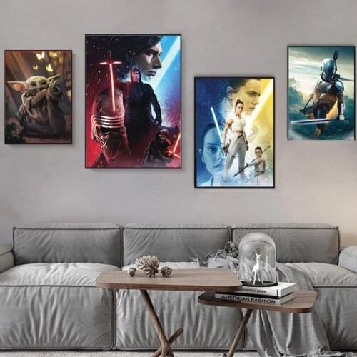 Anime Disney Star Wars Movie Cartoon Character Posters Prints Canvas Painting Wall Art Picture for Children Room Decoration