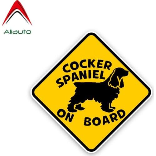 Aliauto Caution Car Sticker Cocke Spaniel on Board Accessories Decal PVC Sunscreen for Suzuki Peugeot Skoda Volvo Opel,13cm*13cm