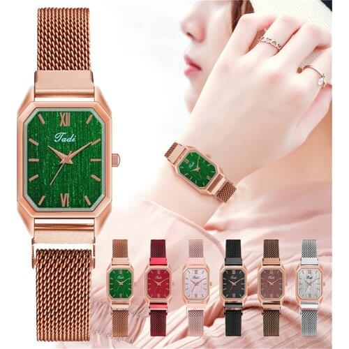 Drop Shipping Clock Women Rectangle Roam Green Watch Luxury Quartz Magnetic Clasp Watches Relogio Feminino Reloj Mujer