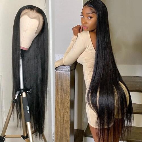 Straight Human Hair Wigs Brazilian Hair 30 Inch Lace Front Wig Short Bob Virgin Lace Frontal Human Hair Wigs For Black Women Wig