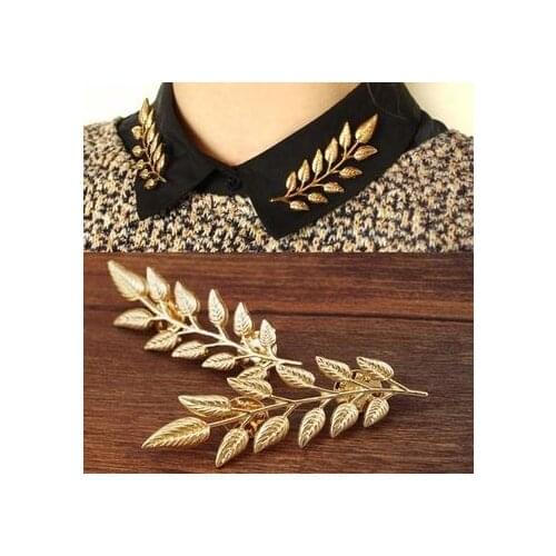 Luxury jewelry retro stereo leaves brooch Brooch grain shirt collar of a brooch 12pair mix
