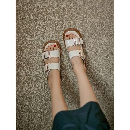 MORDOAN Platform Shoes Women Patent Leather Genuine Cow Leather Sandals For Women Shoes 2021 Summer Open-Toed Women Slippers