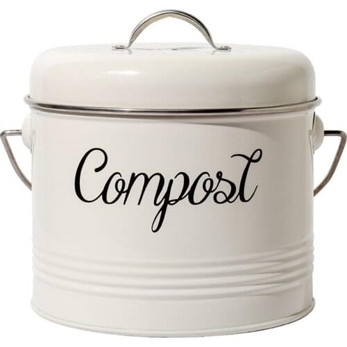 3.5L Powder Coated Steel Plate Bucket with Lid Kitchen Pail Trash Keeper Container Recycling Caddy for Food Scrap