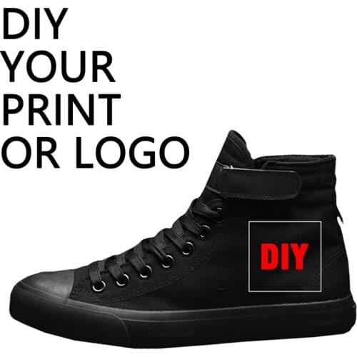 SUNOWE DIY Your Photo or Logo High Top Shoes for Women/Men Canvas Sneakers