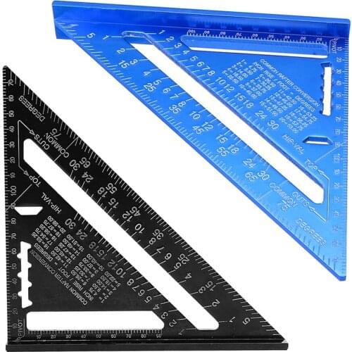 7 inch Triangular Ruler Aluminum Woodworking Try Square Triangle Angle Protractor Wood Measure Ruler Profile Marking Tool