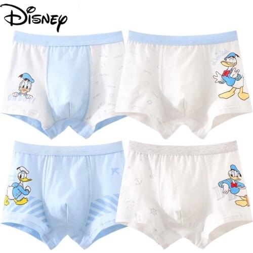 Original Disney Donald Duck Boys Boxer Briefs Baby Cotton Briefs Boxer Underwear Kids Contains Four