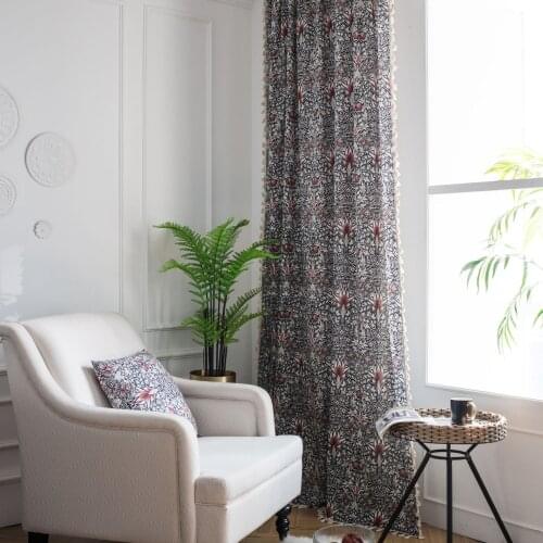 Curtains for living room vintage line cotton curtains for bedroom Window Curtain Drapes