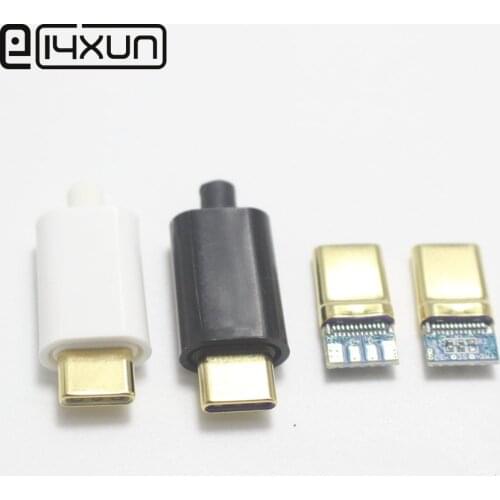 1/2/5Pcs Gold Plated USB-C 3.1 DIY OTG Plug USB-3.1 4Pin Welding Male Jack Type C Connector with PCB Board Terminal