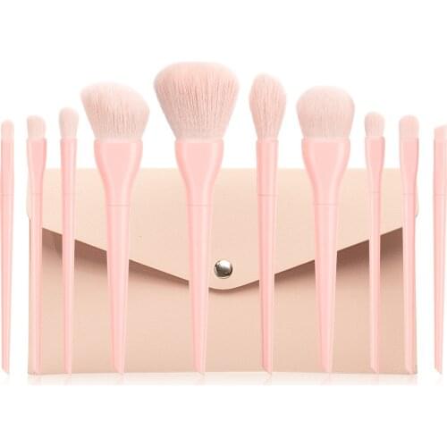 Premium 10pcs Makeup Brushes with Bag Foundation Concealer Eyeshadow Eyebrow Powder Cosmetic Brush Kit Custom Label