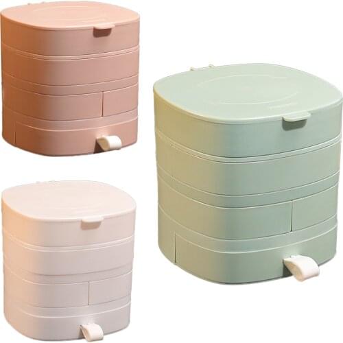 2021 New Women Multi-Layer Rotatable Jewelry Storage Box Accessory Makeup Tools Organizer Screen Stand Holder Girl