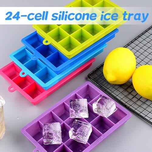 24 Silicone Ice Cube Tray with Lid Ice Cube Mold Food Grade Silicone Whiskey Cocktail Drink Chocolate Ice Cream Maker Party Bar