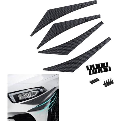 4pcs Universal Car Bumper Protector ABS Guard Strip Sticker Front Rear Bumper Protector Rubber Black