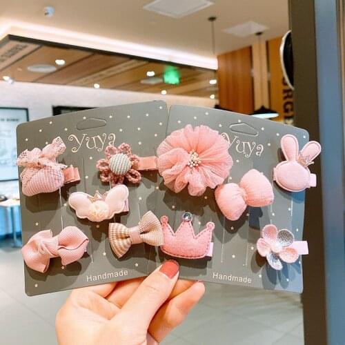 5Pcs/set Cartoon Crown Bow-knot Hair Accessories Set Kid Girls Cute Star Hair Clip Animal Flower Fruit Baby Hairpin Headdress