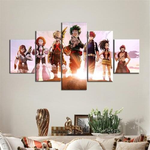 5 Piece Wall Art Canvas Anime Manga My Hero Academia Figure Posters And Prints Home Living Room The Wall Decoration Paintings