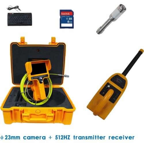 7" Color TFT Monitor 23mm Camera 512hz Transmitter Built-In DVR Sewer Drain Pipe Inspection System Pipeline Positioning Receiver